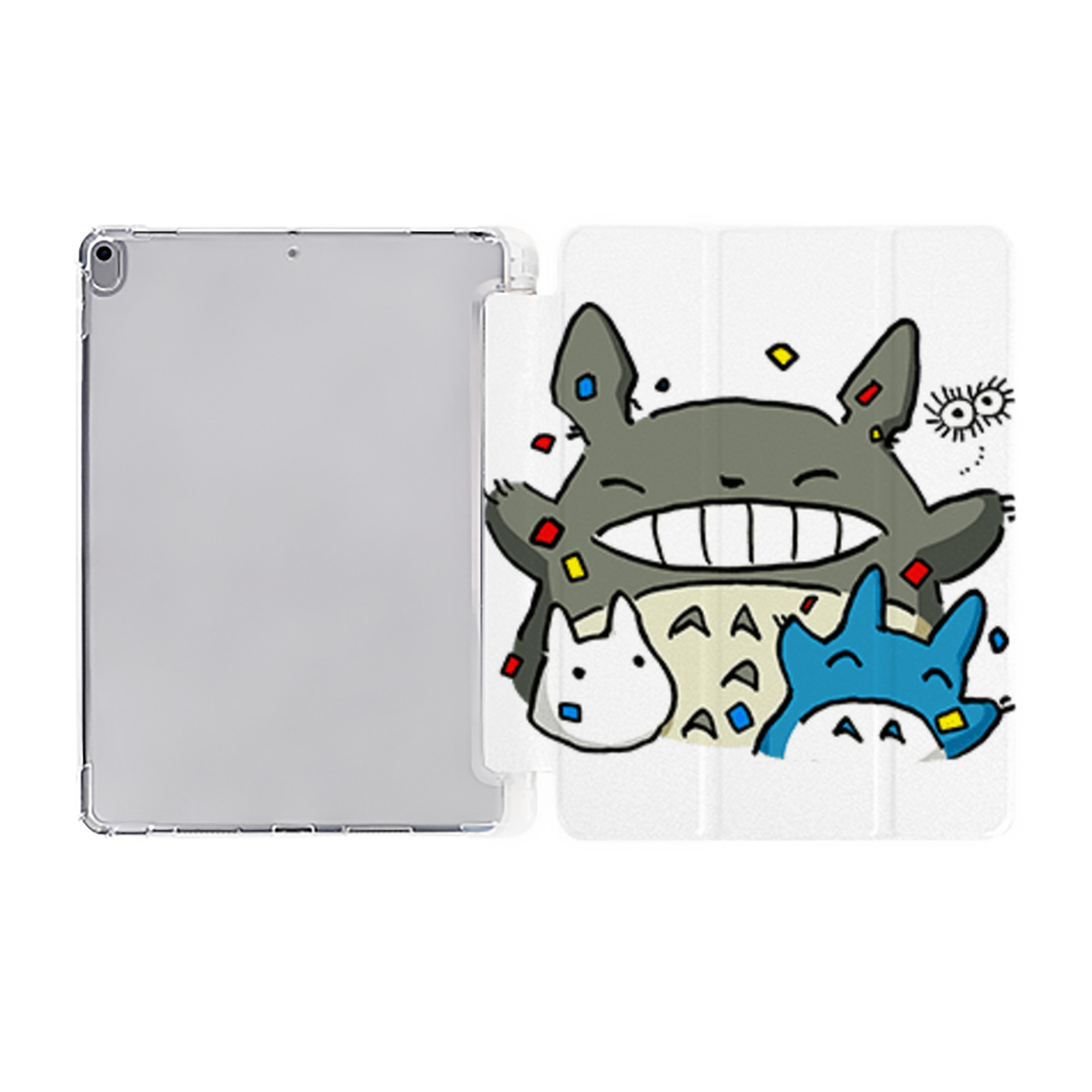 （画像用） となりのトトロ 草壁メイ 草壁サツキ My Neighbor Totoro Satsuki Kusakabe Mei Kusakabe IPad ケース ペン収納付き 三つ折りスタンド PUレザー×シリコン 対応機種9.5/10.5/10.9インチ